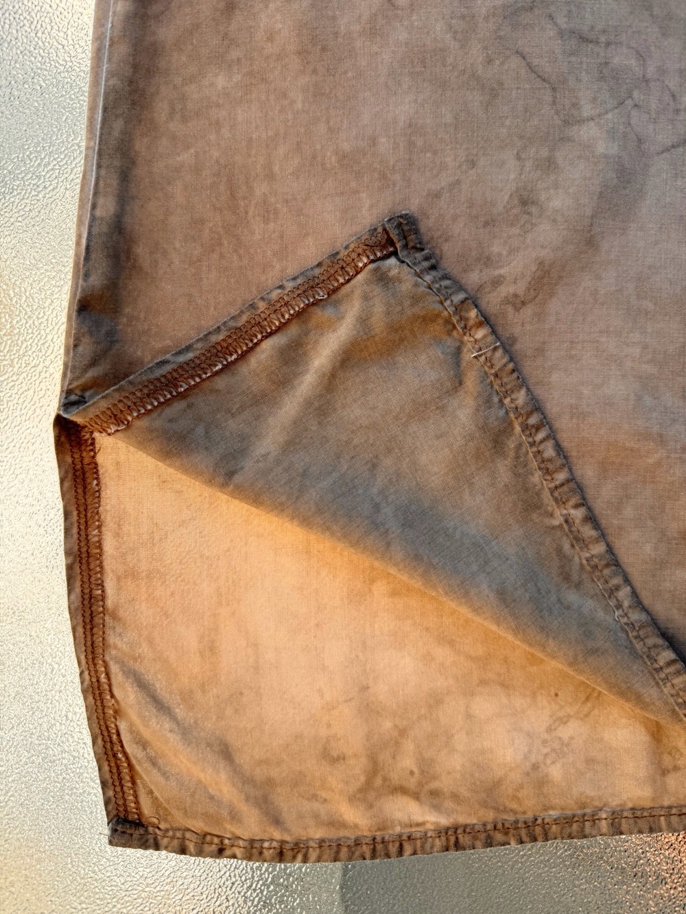 Velvet Heart Distressed Tan Short Sleeve Button Front Blouse ~ Women’s M - Picture 5 of 7